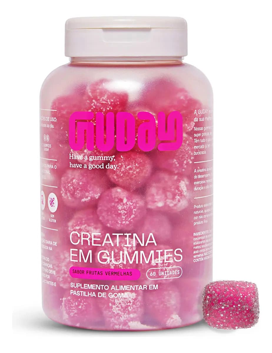 Guday Creatina Em Goma Frutas Vermelhas 60 Gomas